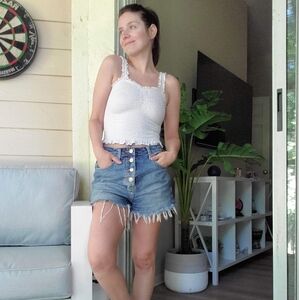 White Ruched & Textured Tank Top